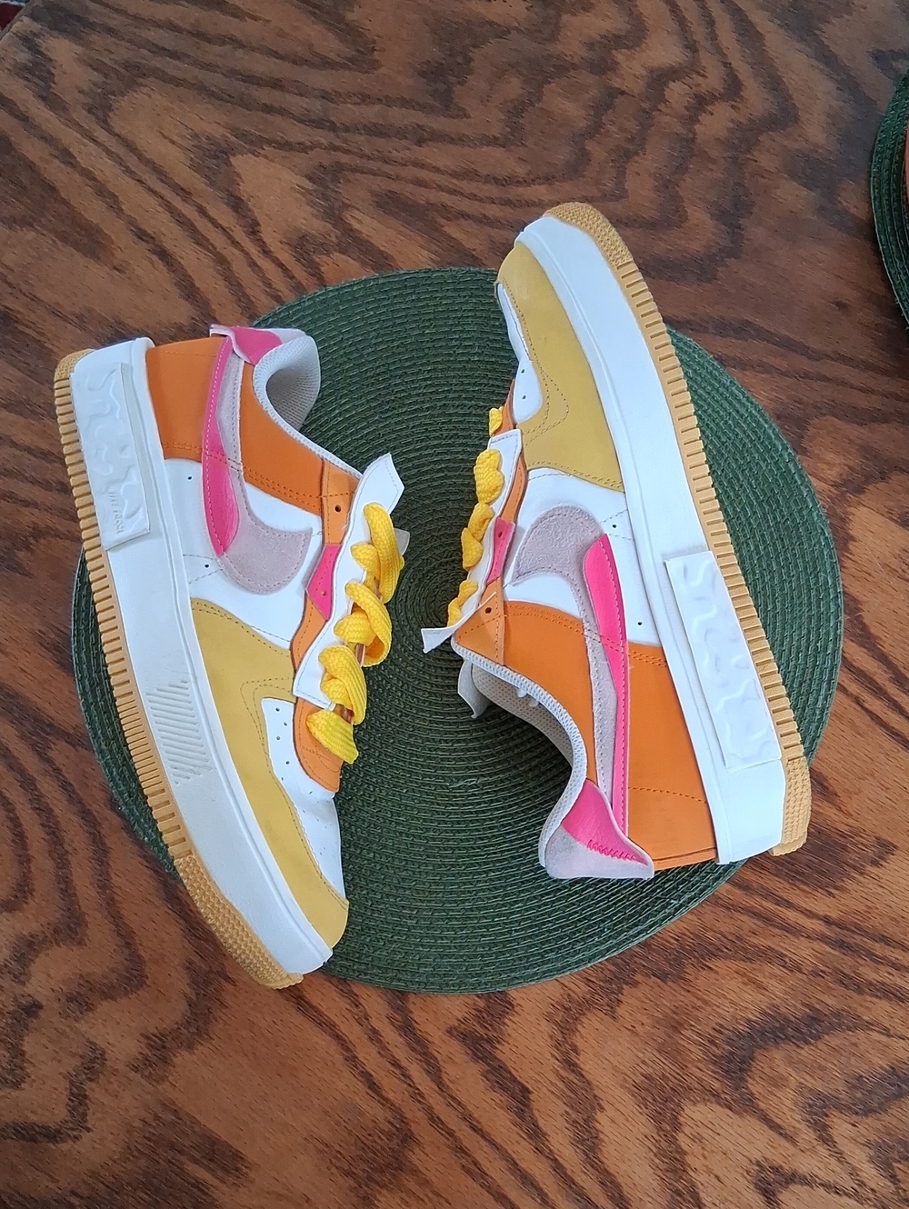 Nike Air Force 1 Fontanka Vibrant Yellow Orange Pink Sneakers Women's Size 12 - Picture 9 of 12